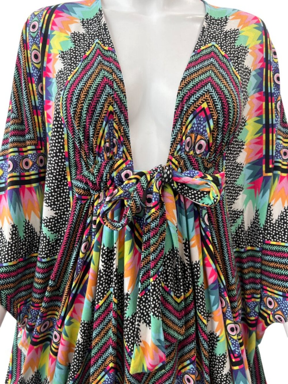 $276 Mara Hoffman Swim Multi Geometric Cover-Up Mini poncho Dress one size - Picture 2 of 7